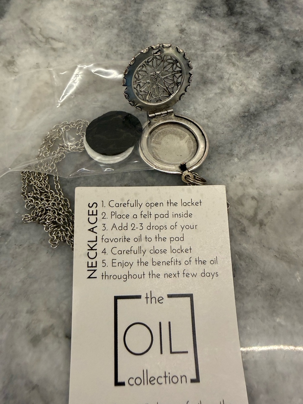 Silver Floral Round Aromatherapy Locket Necklace